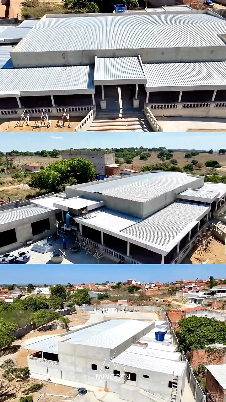 Vista aérea de escola com coberturas novas